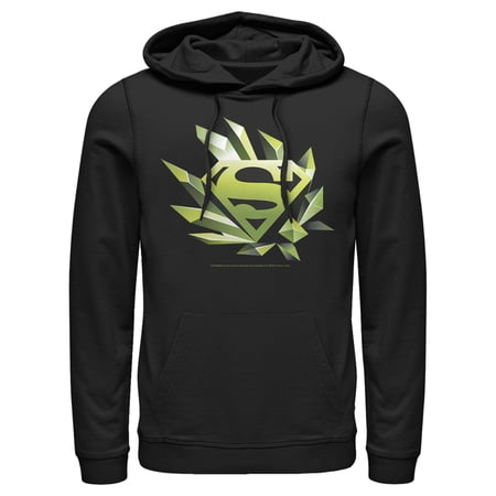 Men s Superman Logo Geometric Shape Pull Over Hoodie Black 3X Large