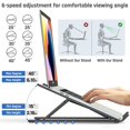 thumbnail image 3 of Support pour Ordinateur Portable, Support d'Ordinateur Portable avec 6 Niveaux de Réglage, Rehausseur en Aluminium Pliable et Antidérapant Compatible avec MacBook, iPad, HP, Dell, Plus d'Ordinateurs Portables 10-15.6 Noir, 3 of 8