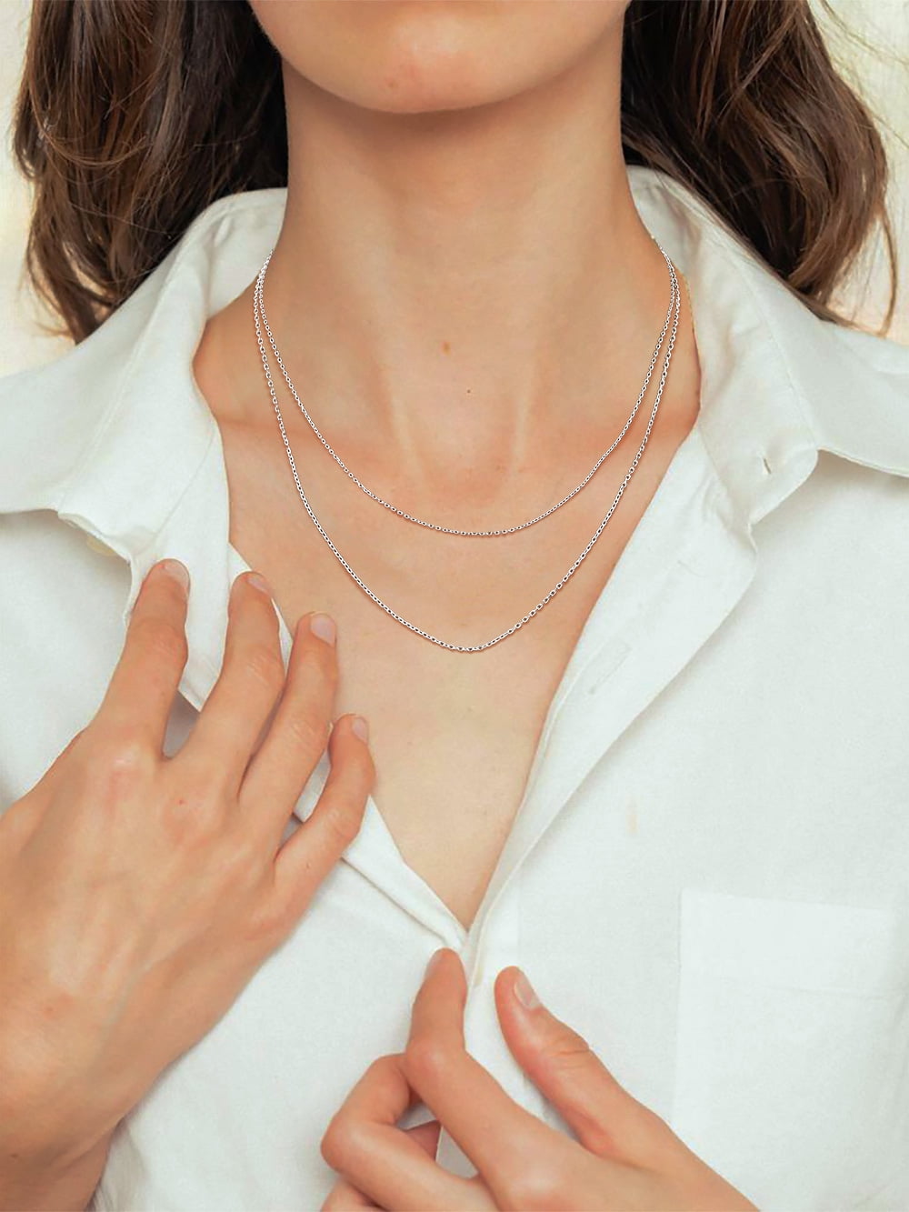 PROSTEEL Pure 925 Sterling Silver necklace Chain for Women 1.5mm Cable Chain Necklace Thin 22 Inch Birthday Mother Day Jewelry Collection Gift for Mom Wife Girlfriend Adult