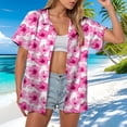 thumbnail image 2 of larppty Womens Hawaiian Button Down Shirts Short Sleeve Casual Floral Tropical Shirt Summer Beach Shirt Cool Button Up Tops（Pink， XXXXL）, 2 of 7