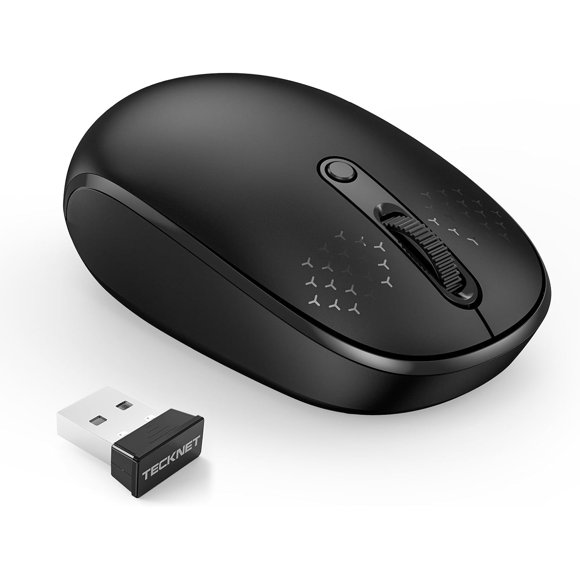 ERDS-Wireless Mouse, 2.4G Quiet Computer Mouse with USB Receiver, 4 Buttons Portable Cordless Mice for Chromebook, Laptop, PC, Mac, 800/1200/1600 DPI - Black