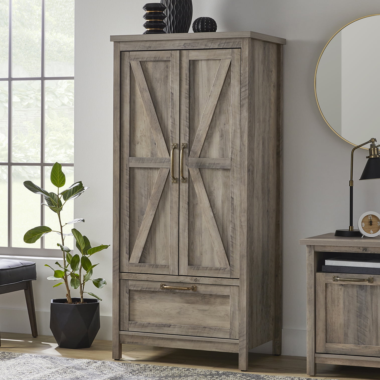 Better Homes And Gardens Modern Farmhouse Armoire Rustic Gray Finish