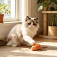 thumbnail image 4 of Orange Mouse Cat Plush Toy, Fruit Shaped Interactive Kitten Play Toy with Long Tail for Indoor Cat Entertainment, 4 of 6