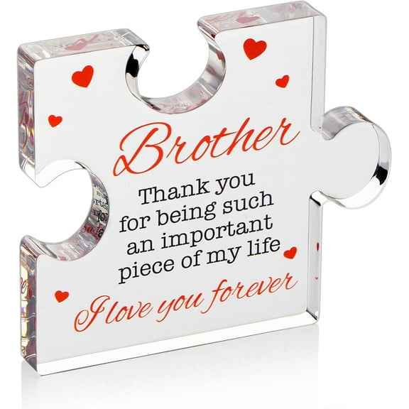 Brother Gifts - Engraved Acrylic Block Puzzle Brother Gift 4.1 x 3.5 inch - Cool Brother Gifts from Sister, Brother - Birthday, Christmas, Graduation Gifts for Big Brother, Little Brother
