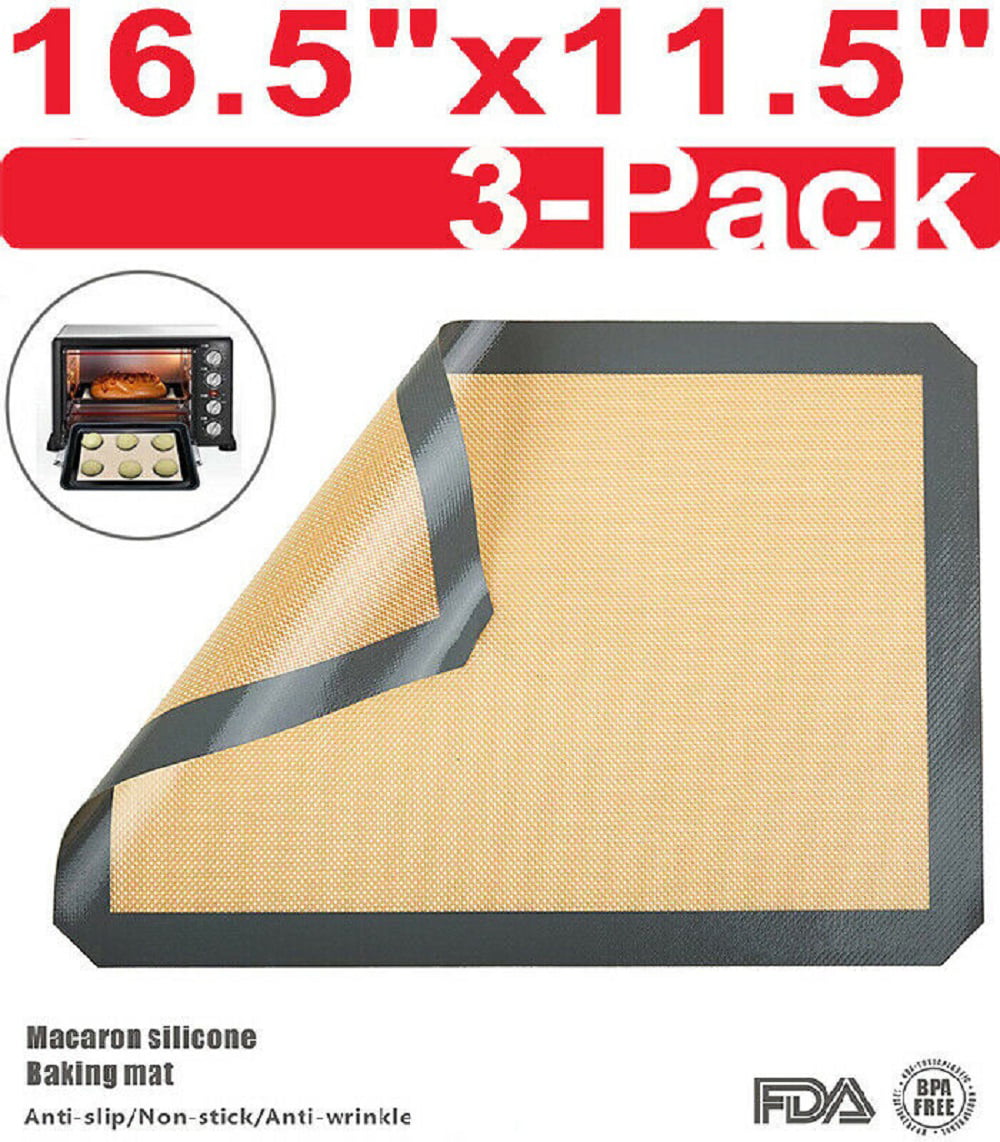 5Pcs Silicone Baking Mat Non Stick Heat Resistant Liner Oven Tray Sheet Black 
