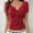 Red, variant on Spring and Summer Wind Spicy Solid Color Body Hugging Lace Spliced V Neck Short Sleeve Top for Women Tops for Women Casual Summer Compression Shirt Women Workout Clothes Shirts for Women