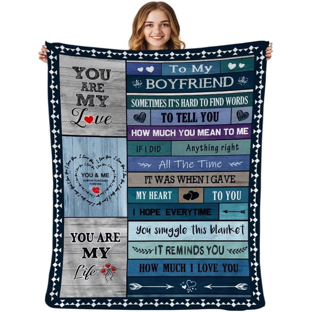 LHSHID to My Boyfriend Blanket I Love You Gifts for Him Best Birthday Christmas Valentines Day Anniversary Romantic Gifts Super Soft Bedding Sofa Throw Blanket Boyfriend Gift 60"x80"