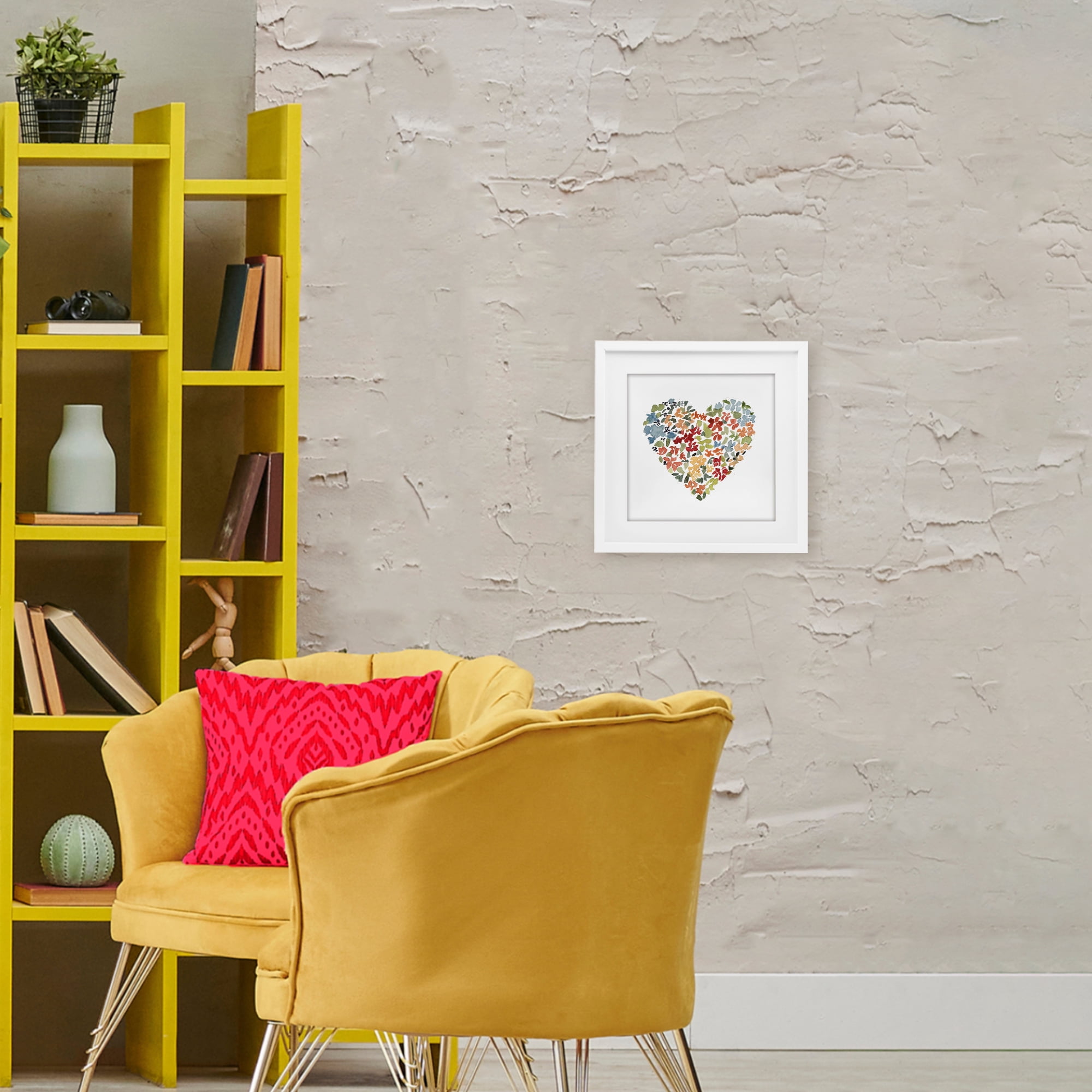 Stupell Industries Blooming Earth Tone Heart White Framed Print Under Glass, design by Lanie Loreth