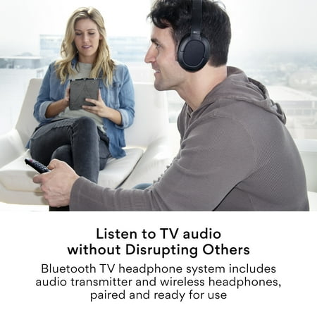 MEE audio - Connect T1CMA Wireless TV Headphone System with Over-the-Ear Headphones and Bluetooth Audio Transmitter - Black