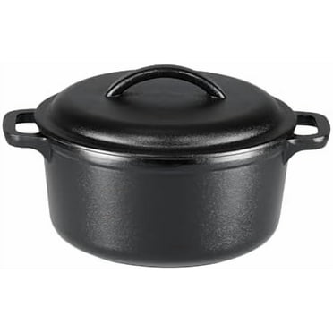Round Pre-Seasoned Cast Iron Mini Dutch Oven Pot with Lid and Dual Handles, 2-Quart, Black