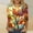 Multicolor, variant on Viluyesy 3/4 Sleeves T-Shirt Women Round Neck Shirt Tops Relaxed Loose Blouse Multicolor Size L