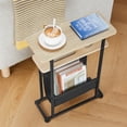 thumbnail image 4 of Narrow Small Side Table for Small Spaces - Slim End Table with Magazine Rack - 2 in 1 Narrow End Table Living Room - Skinny Bedside Table Nightstand Bedroom Thin Side Table, Oak, 4 of 11