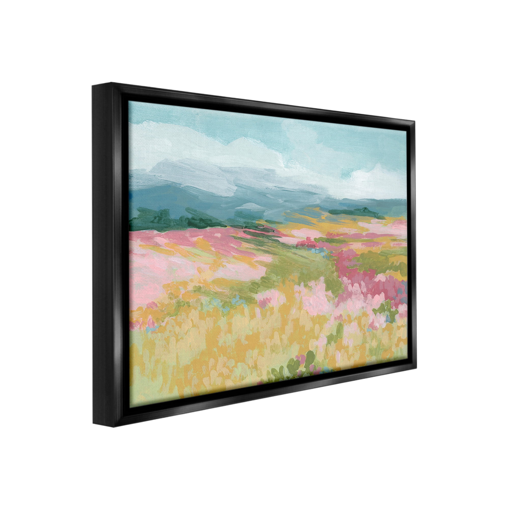 Stupell Industries Abstract Meadow Flowers Landscape Painting Black Floater Framed Canvas Art Print Wall Art, 31 x 25