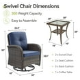 thumbnail image 2 of Planntonneo 3-Piece Outdoor Wicker Swivel Gliders with Side Table, Rattan Bistro Furniture Set, Brown Wicker and Blue Cushions, 2 of 8