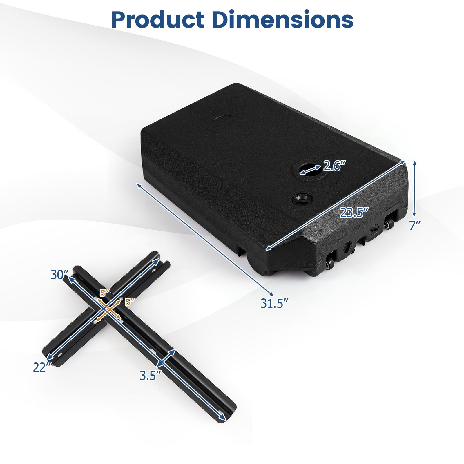 Costway Cantilever Umbrella Base with Wheels & Cross Base for 10 FT Offset Hanging Umbrella