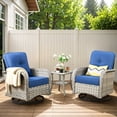 thumbnail image 6 of Vcatnet 9 Pieces Outdoor Patio Furniture Set Sectional Sofa with 42" Fire Pit Wicker Conversation Set with Swivel Rocking Chairs and Solar Powered Coffee Table for Porch,Backyard,Navy Blue, 6 of 9