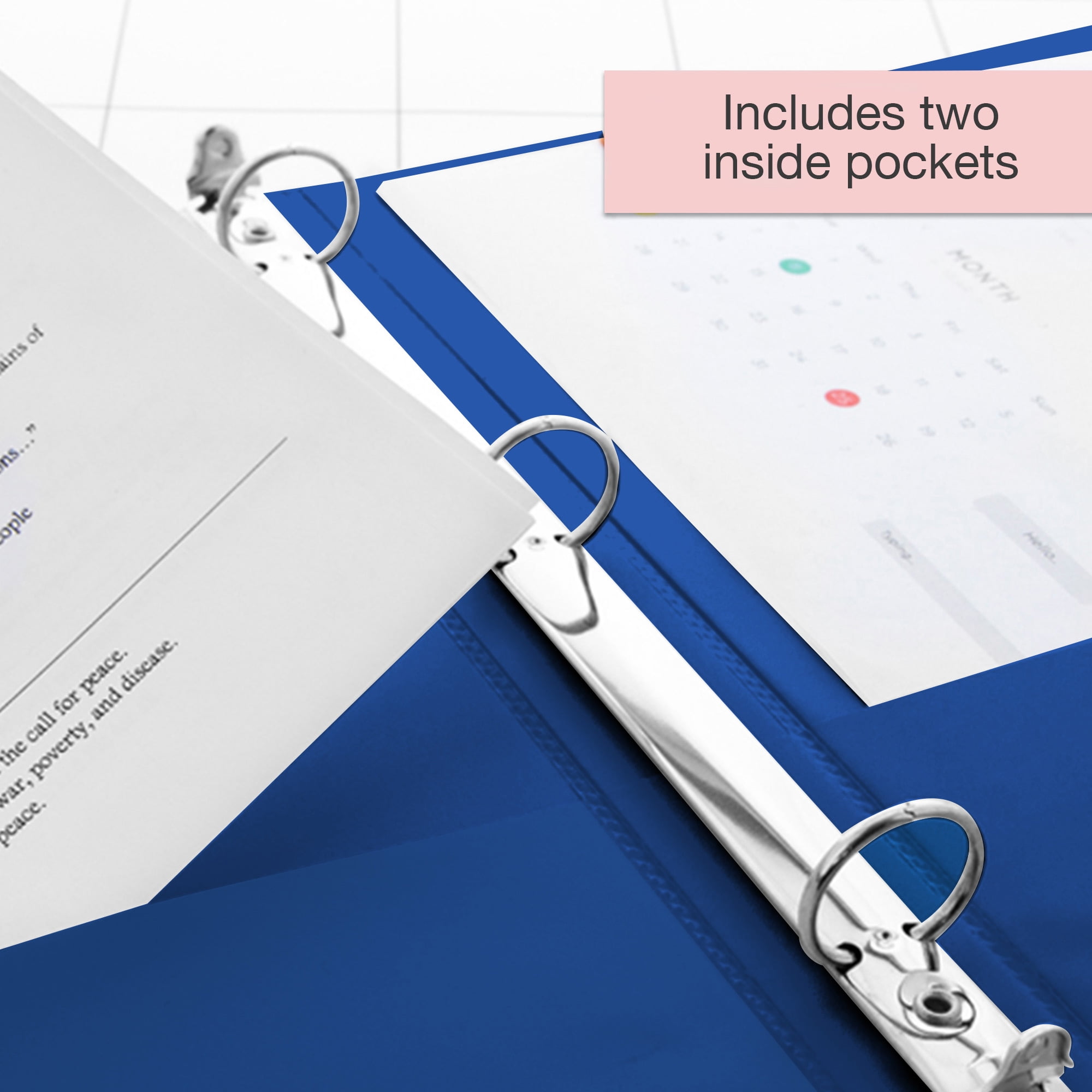 BAZIC 3 Ring Binder 1/2" Economy View Binders Blue, Hold 175 Sheets, 4-Count