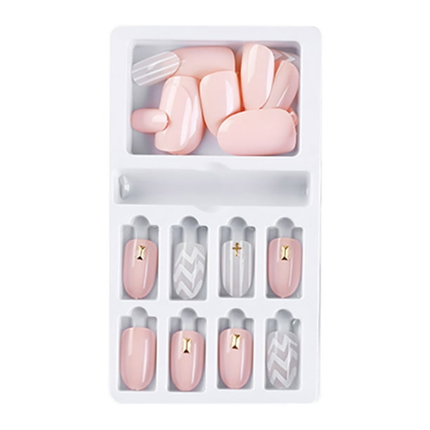 Mnycxen Fake Nails Reusable Stick On Nails Press On Full Cover False ...