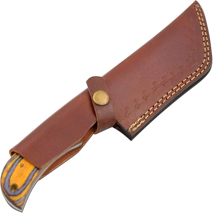Old Ram 10.5" Big Jim Western Hunting Knife, Full Tang 6 inch Tanto Blade with Leather Sheath