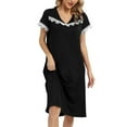 thumbnail image 2 of Baywell Nightgown for Women Short Sleeve Nightshirt Sleepwear V Neck Lace Nightdress Soft Cozy Loungewear, S-2XL, 2 of 6