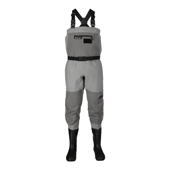 Frogg Toggs Hellbender PRO Chest Waders for Men with 4-Ply Nylon Upper & Bootfoot Lug Sole, Gray, Size 8