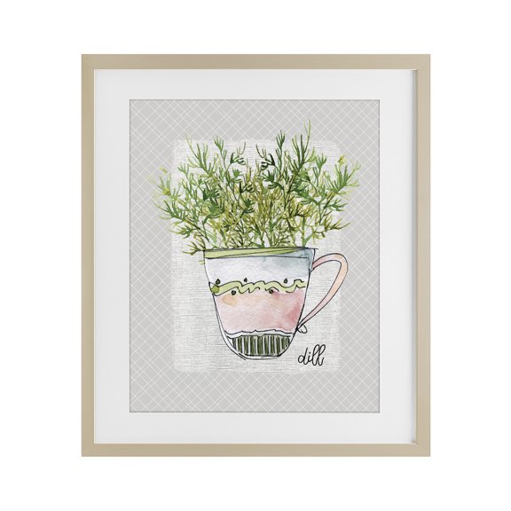 Stupell Industries Rustic Lodge Dill Herb Mug Birch Framed Print Under Glass, 17 x 21, by Livi Finn
