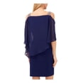 thumbnail image 2 of MSK Womens Navy Rhinestone Chiffon Overlay Pullover Sleeveless Square Neck Above The Knee Evening Shift Dress M, 2 of 4