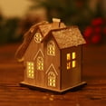 thumbnail image 3 of sunsanly Christmas House Ornament with Glowing Window Romantic Wood Craft Small Desktop Hanging LED House Decoration Pendant Party Gift, 3 of 8