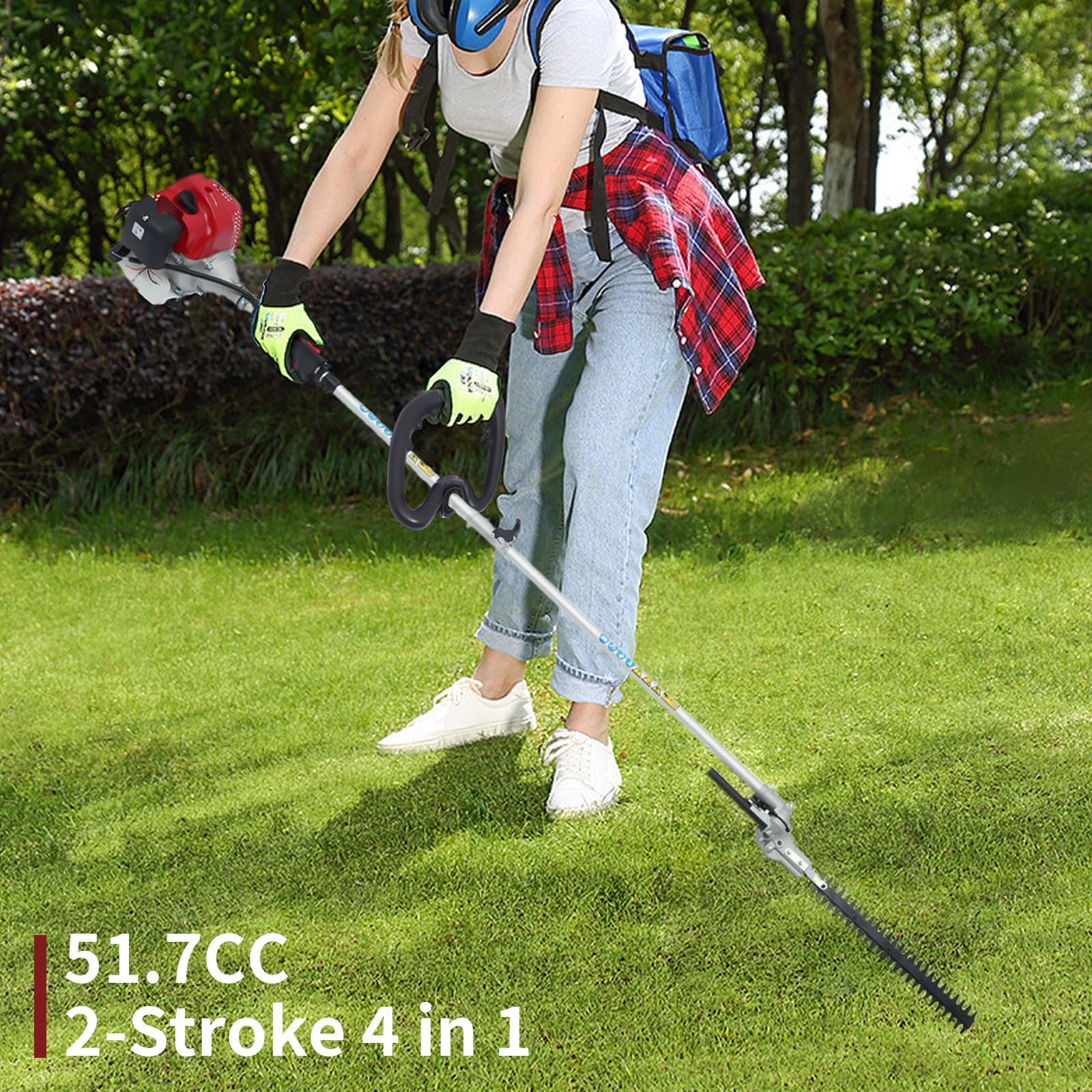 51.7 CC Gas Power Hedge Trimmer Chainsaw Grass Trimmer Outdoor Brush Cutter for Gardens, Parks