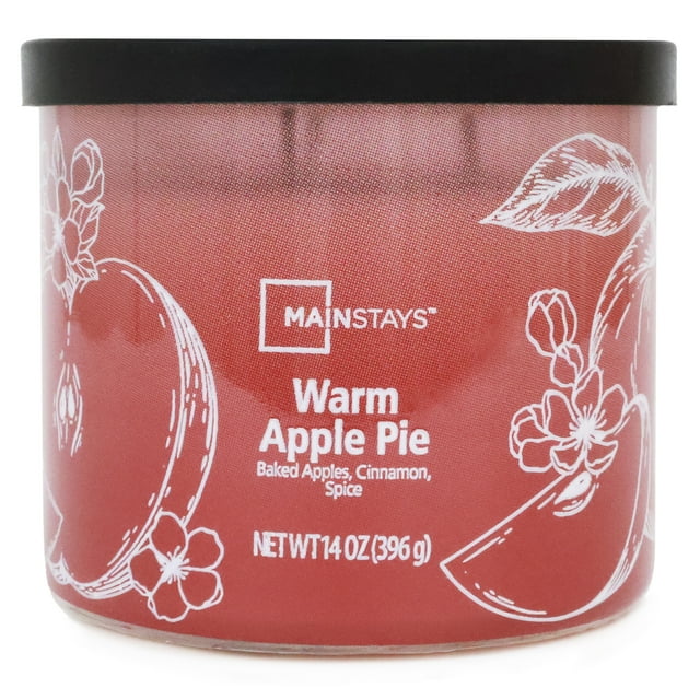 Mainstays 3-Wick Textured Wrapped Warm Apple Pie Scented Candle, 14 oz