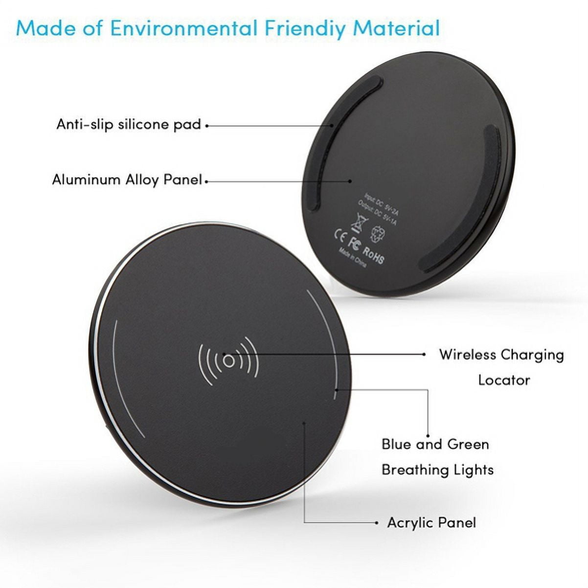 10W Fast Wireless Charger Charging Slim Pad Compatible With Kyocera Hydro Elite C6750 - LG V40 ThinQ, G4 G3 G2 - Nokia 8 - Razer Phone 2 - Samsung Galaxy S9+ S9, S8+, S8 active, S7 Edge