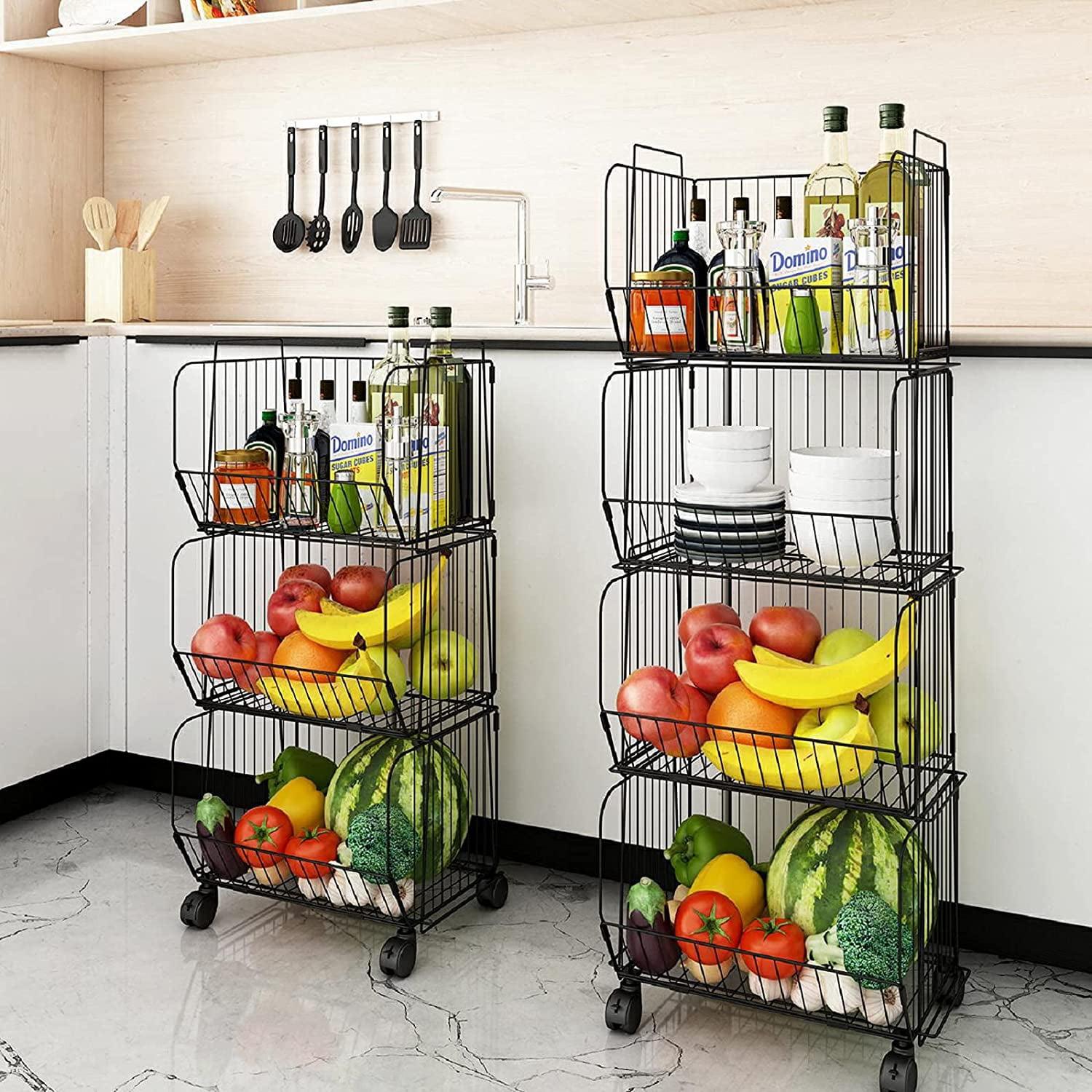 Vegetable Fruit Storage Rack Basket Shelf Stand Kitchen Organizer 3 Tiers 
