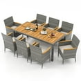 thumbnail image 2 of Gymax 9 Pieces Patio PE Wicker Dining Set Outdoor Acacia Wood Table & Chairs Off White, 2 of 10