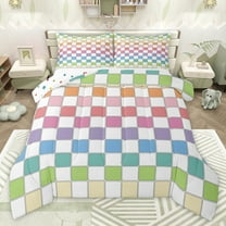Castle Fairy Teens Boys Girls Geometric Plaid Bedding Comforter Set 2pcs,Abstract Gradient Twin Comforter Sets Microfiber,Mid Century Minimalist Breathable Bedding Set,Breathable Home Decor