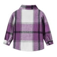 thumbnail image 5 of QUYUON Toddler Flannel Shirt Jackets Fall Winter Long Sleeve Collared Plaid Shirt Kids Girls Boys Open Front Button-Down Cardigan Jackets with Pockets Kids Winter Coats Q-7-Purple 12-18 Months, 5 of 8