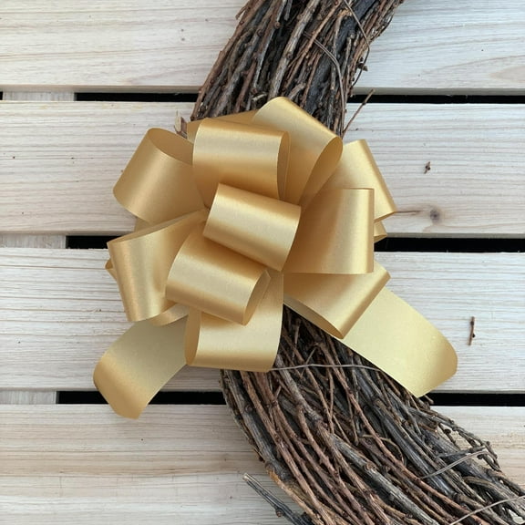 Gold Christmas Gift Pull Bows - 5" Wide, Set of 10, Anniversary, Wedding, Fall, Thanksgiving, Wreath, Gift Basket, Presents, Birthday