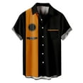 thumbnail image 4 of Uwinwear Men's Vintage Bowling Shirt Button Down Hawaiian Short Sleeve Summer Beach Color Blocked Casual Shirts Lightweight Breathable Tops,Black,XXXL, 4 of 4