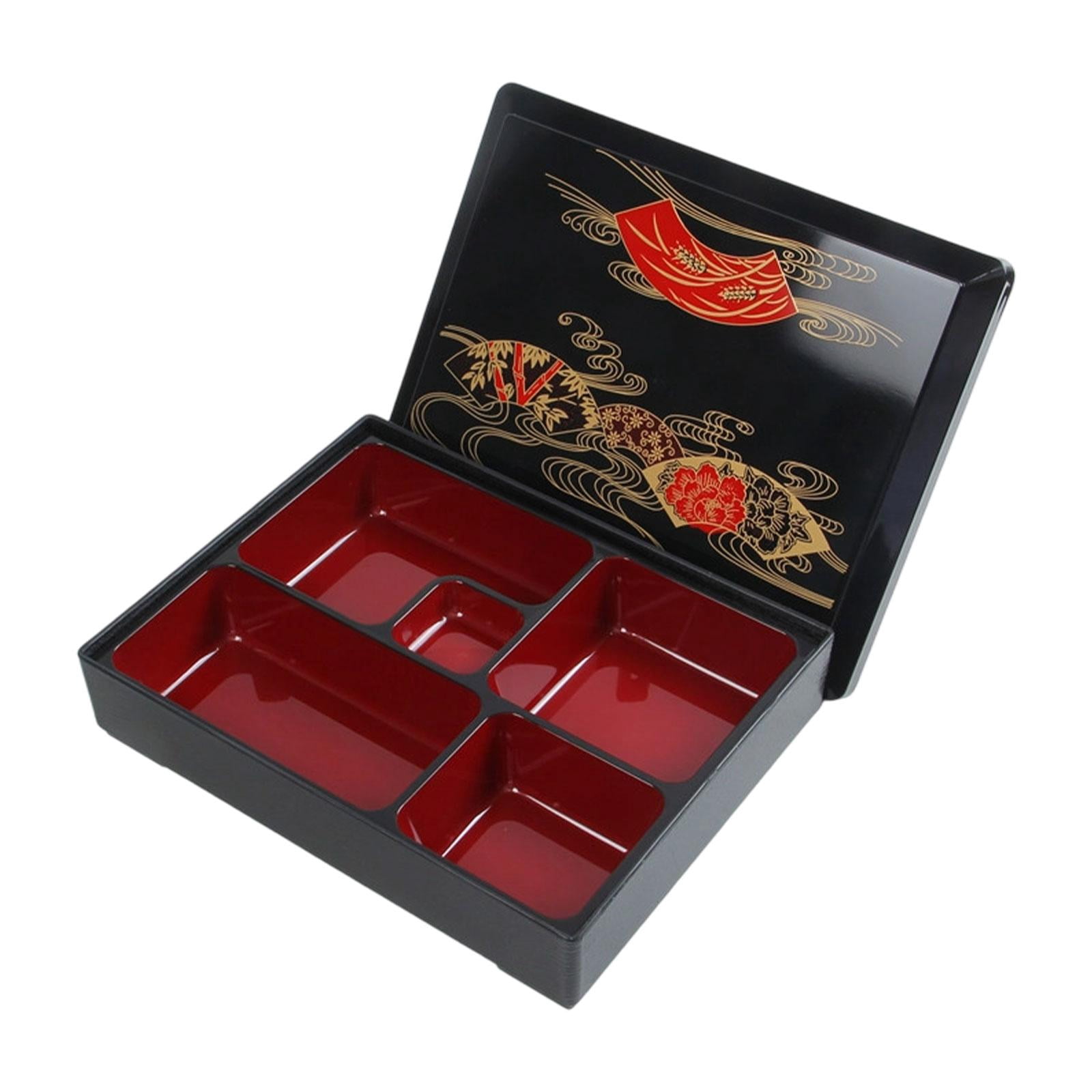 CoudarTitie Japanese Bento Box Lunch Box,Traditional,5 Compartments,with Lid Sushi Tray Food M