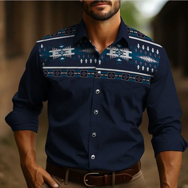 Camisa étnica tribal retro para hombre, ropa informal para exteriores, suave, de talla grande, de alta calidad, estilo nuevo 2024