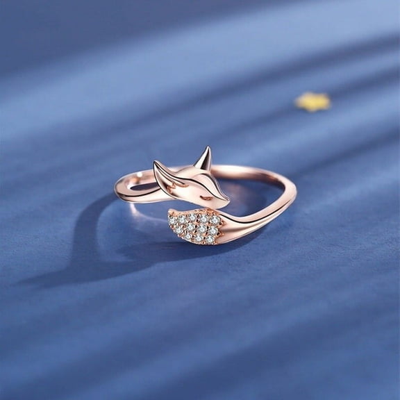 Exquisite Rose Gold Fox Ring: European Style Animal Ring, Alloy Electroplated Finish, Fashion Jewelry for Women