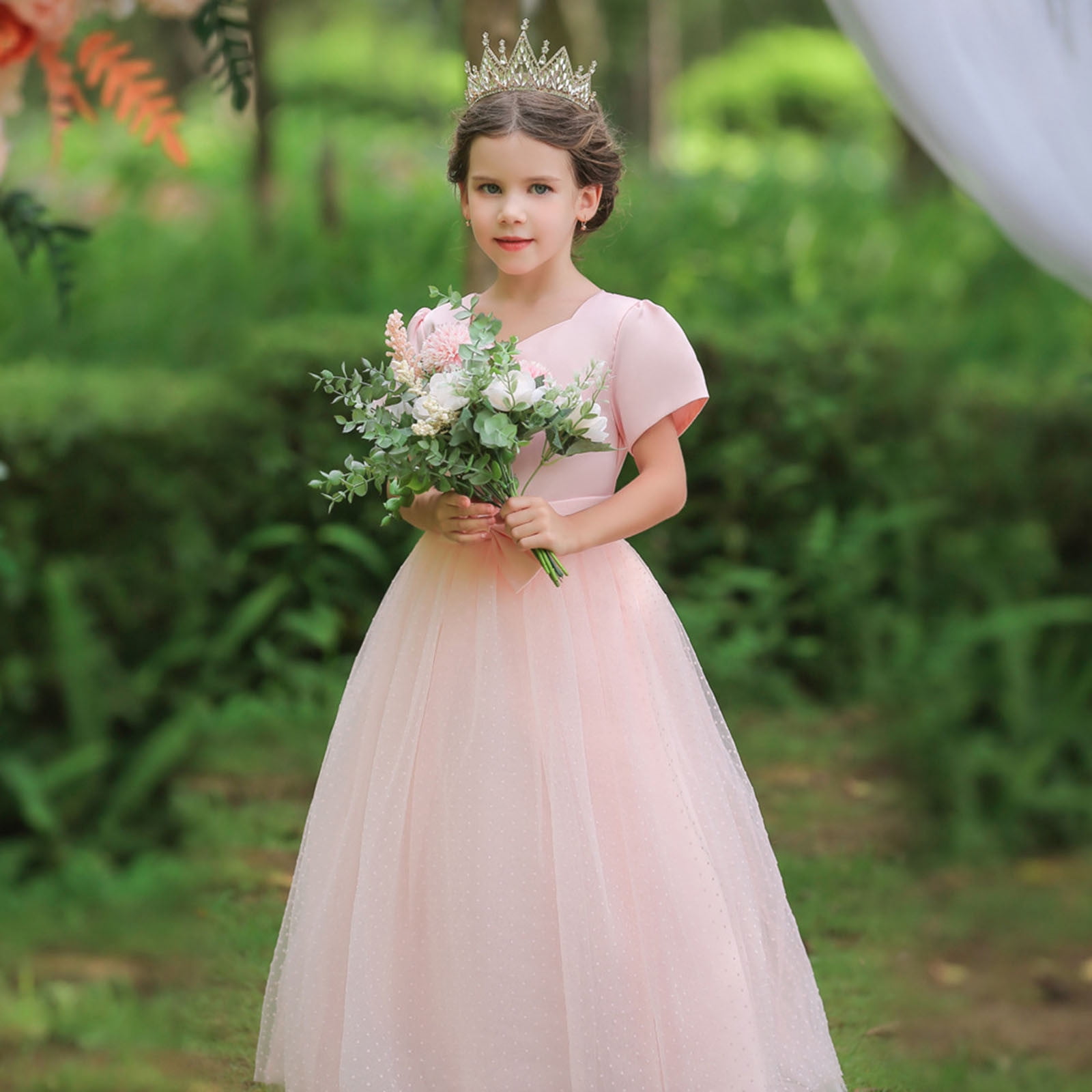 JSCDRPDWL Pink Princess Dress for Girls Little Girls Dress Up Boy Baptism Outfit Baby Clearance Birthday Gifts for Him Baby Girl Clothes Winter Girls, Pink 5-6 Years