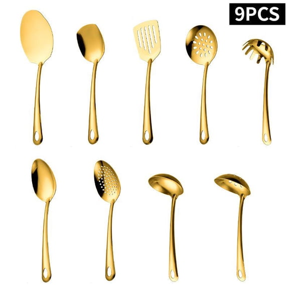 START MAKERS Golden Kitchen Utensils Set 9Pcs Stainless Steel Cookware Set Essentials for Home and Kitchen
