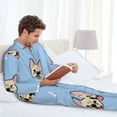 thumbnail image 6 of Naloa Cute French Bulldog Men’s Pajamas Set - Long Sleeve Button Down Sleep Shirt and Pajama Bottoms Sleepwear Set-Small, 6 of 7
