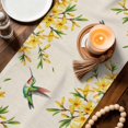 thumbnail image 3 of Spring Floral Table Runner 120 Inches, Watercolor Forsythia Flowers Hummingbirds Beige Bed Runner Dresser Scarves Tabletop for Indoor Outdoor Parties/Ceremony/Banquet, 13"x 120", 3 of 8