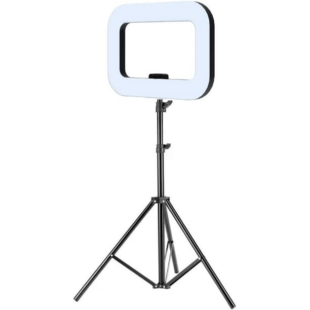 Aro de Luz LED Rectangular 20W Recargable con Trípode 2.1m y Soporte Celular Iluminación Profesional para Fotografía, Maquillaje y Video Streaming