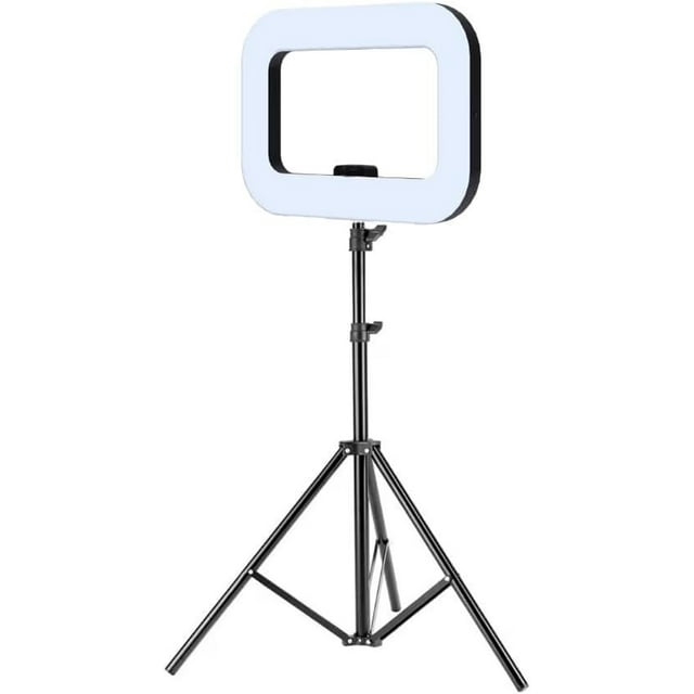Aro de Luz LED Rectangular 20W Recargable con Trípode 2.1m y Soporte Celular Iluminación Profesional para Fotografía, Maquillaje y Video Streaming