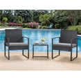 thumbnail image 3 of Homall 3-Piece Casual Bistro Set with Wicker Chairs and Coffee Table for Patio Furniture, Grey, 3 of 7