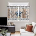 thumbnail image 4 of Texas Star Rustic Kitchen Curtains Window Panels, Country Blue Berry Brown Wooden Plank Insulated Window Treatment Curtain, Grommet Curtains for Bedroom/Living Room/Bathroom, 2 Piece 52"Wx45"L, 4 of 8