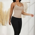thumbnail image 2 of Women's Ribbed Knit Deep V Neck Tank Top with Seamless Design - Small, Beige, 2 of 7