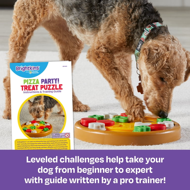 Brightkins Pizza Party! Dog Toy Treat Puzzle, Multi-Color Food